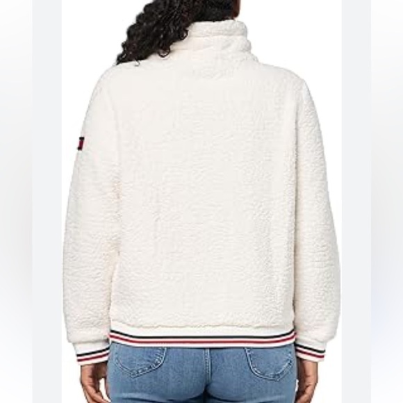 Tommy Hilfiger soft Sherpa ivory bomber jacket - Picture 3 of 4